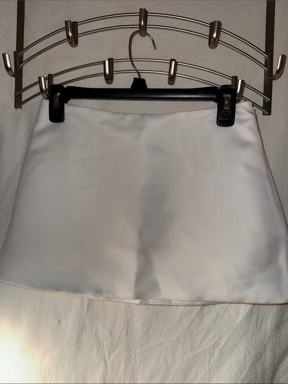 White Fox Boutique Ivory Satin Mini Skirt